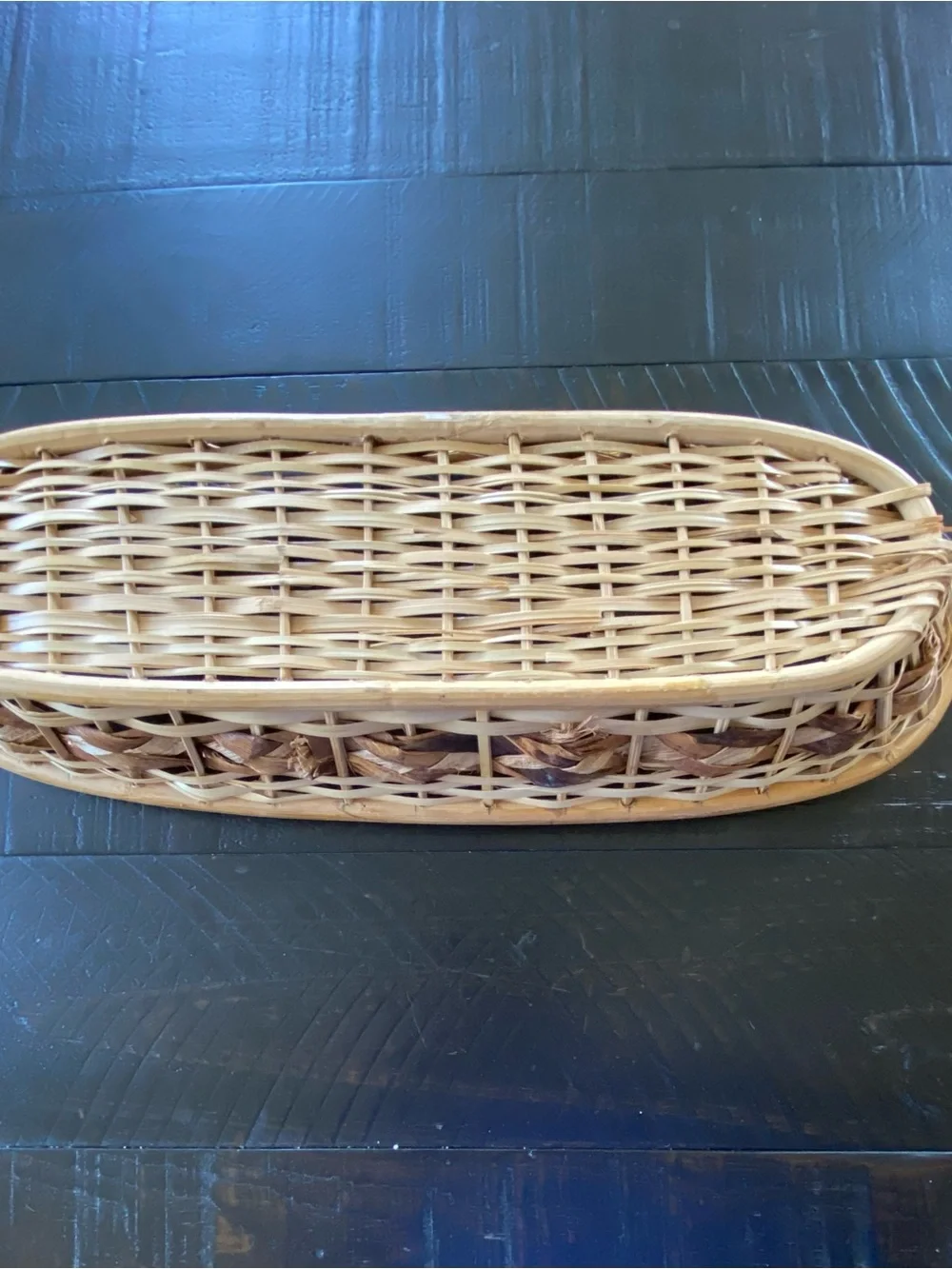 Woven Oval Serving Basket - Natural Brown